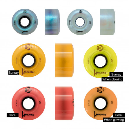 LUMINOUS - LED ROLLER WHEELS JADE GLITTER 85A - 62MM (4 UNITS)