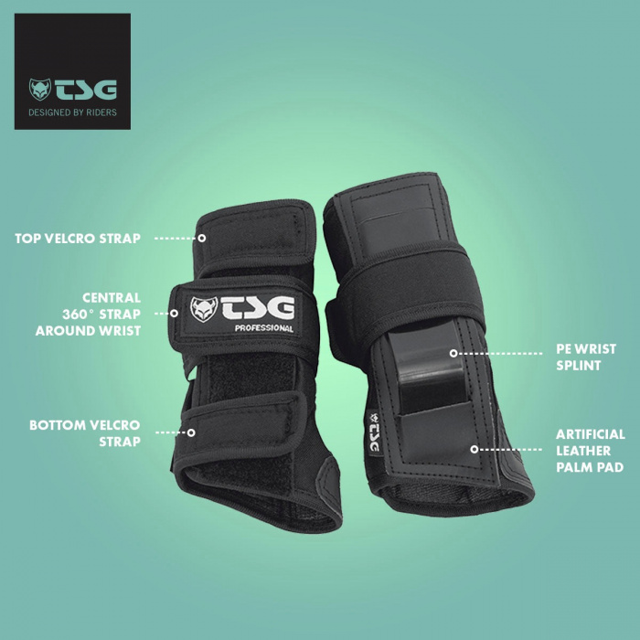 TSG Professional Wrist Guards - Black - 2 