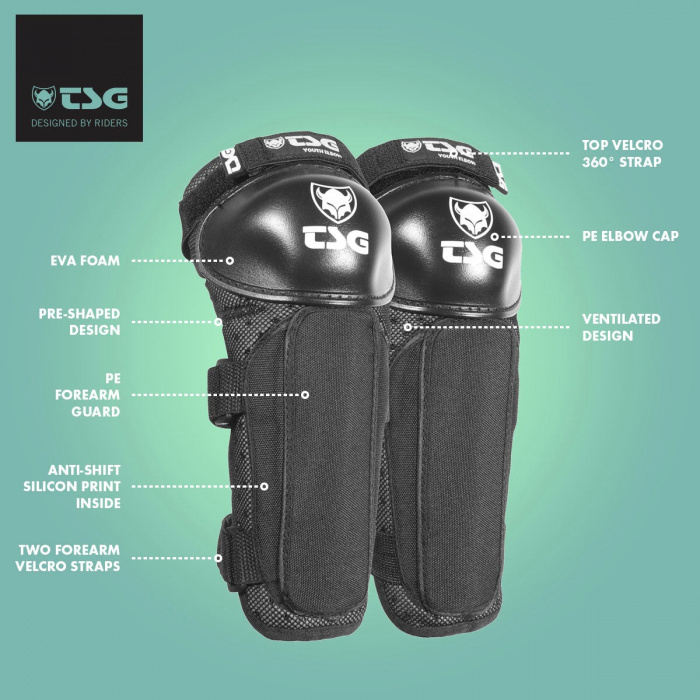 TSG Youth Elbow and Forearm Guards - Black - 5 