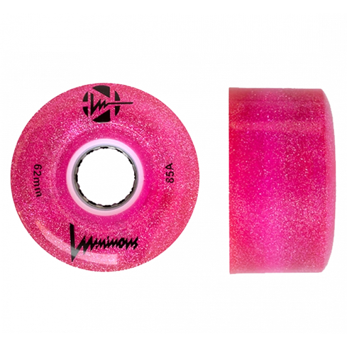LUMINOUS LED ROLLER WHEELS GLITTER PINK 62MM (4 UNITS)
