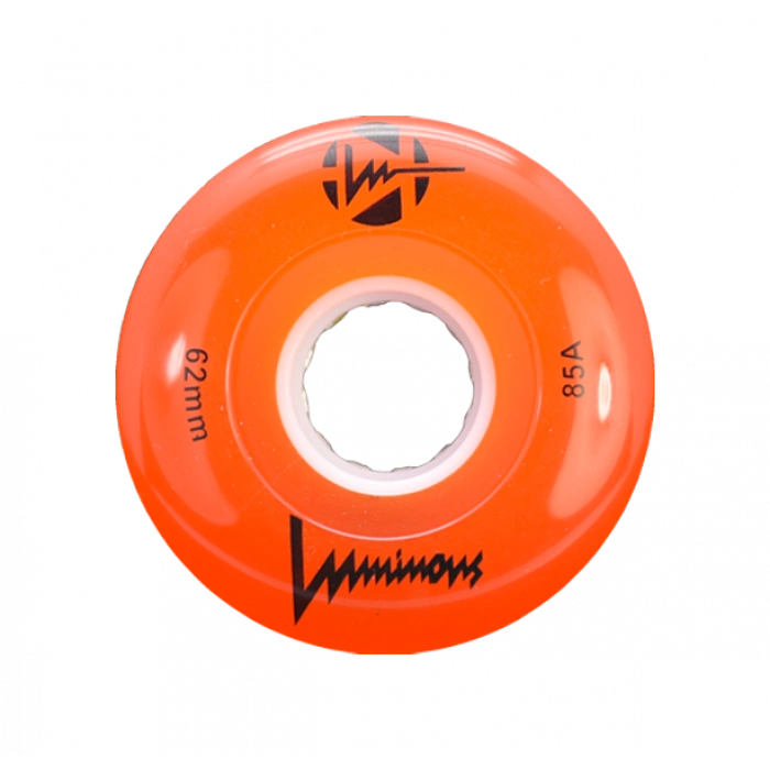 LUMINOUS LED ROLLER WHEELS ORANGE 62MM (4 UNITS)