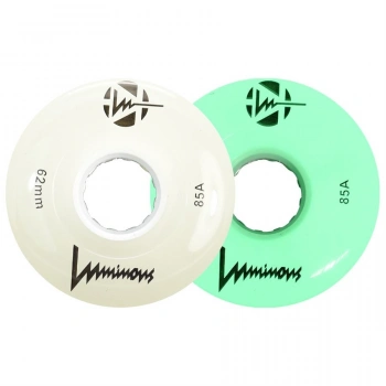 LUMINOUS LED ROLLER WHEELS White Glow 62MM (4 UNITS)
