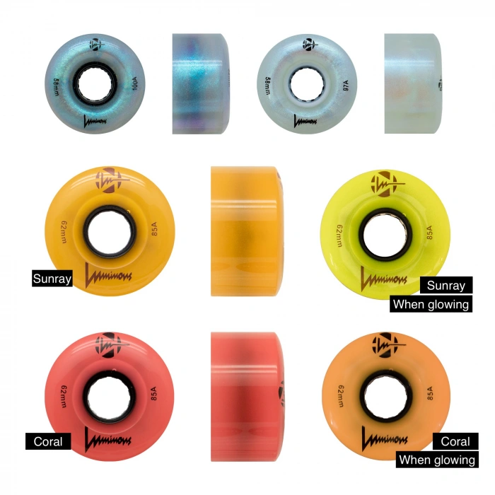 LUMINOUS LED ROLLER WHEELS COTTON CANDY 62MM (4 UNITS)
