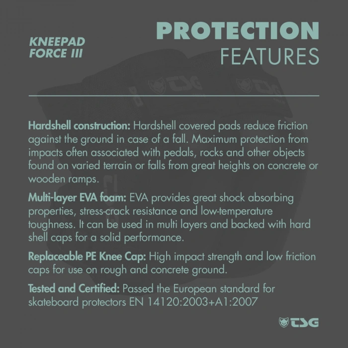 TSG Force III Knee Pads - Black - 7 