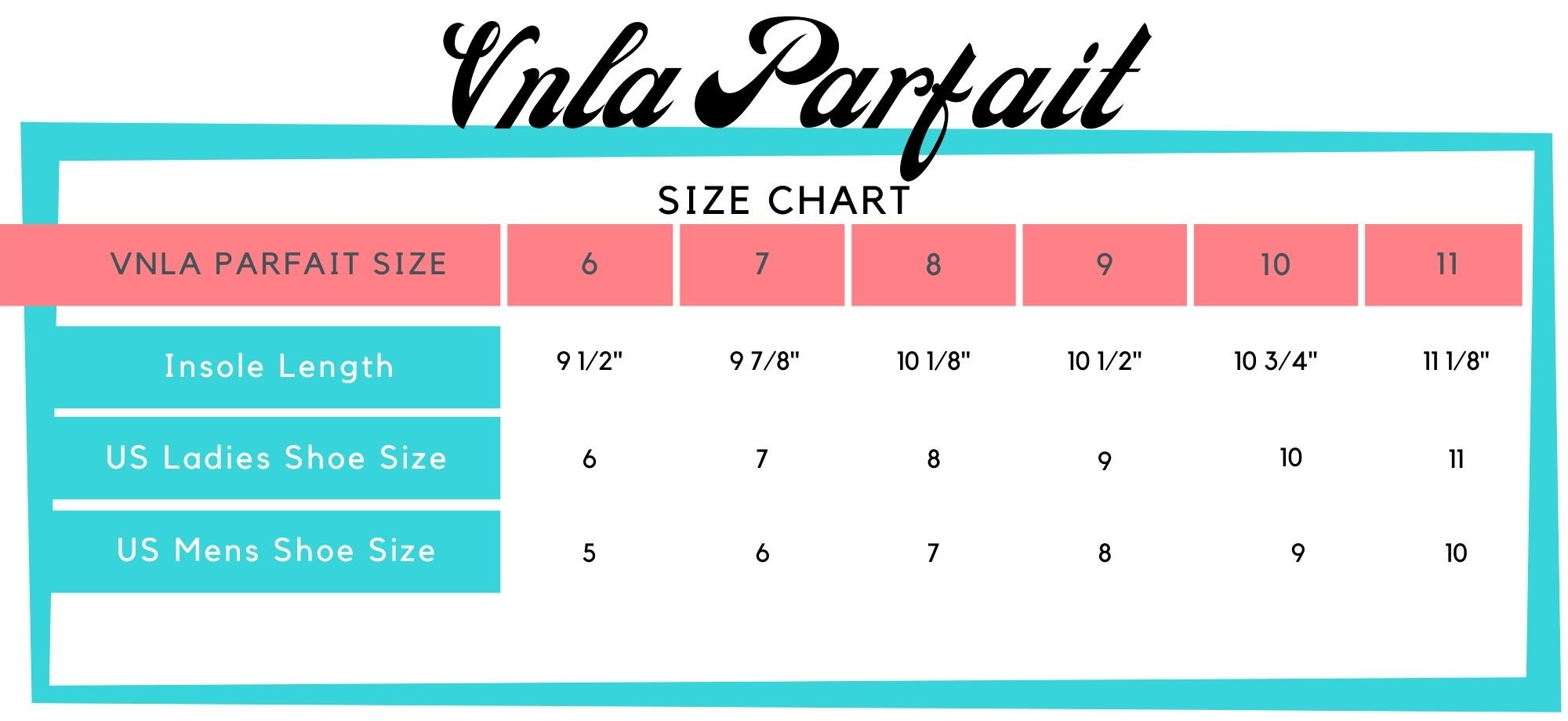 VNLA Parfait Size Chart
