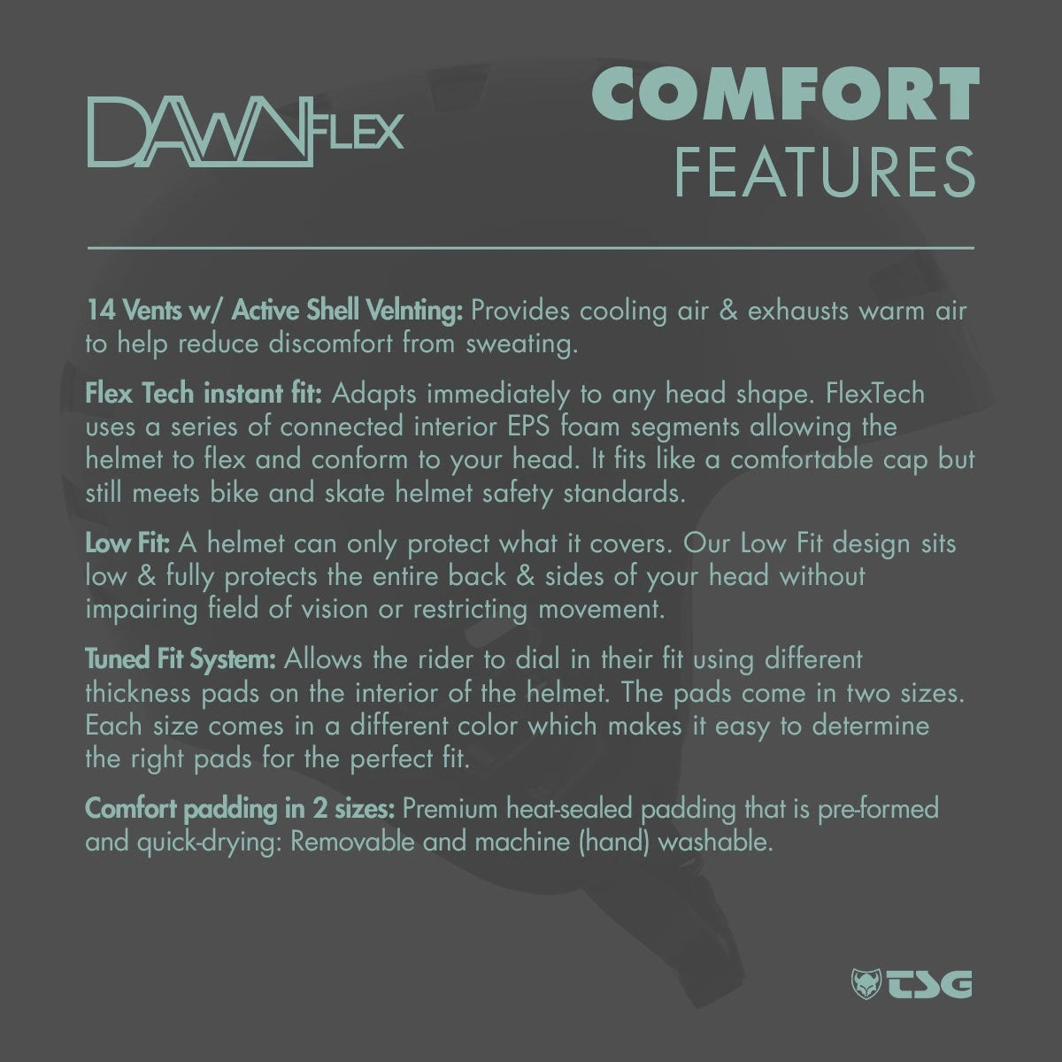 TSG dawn flex comfort features