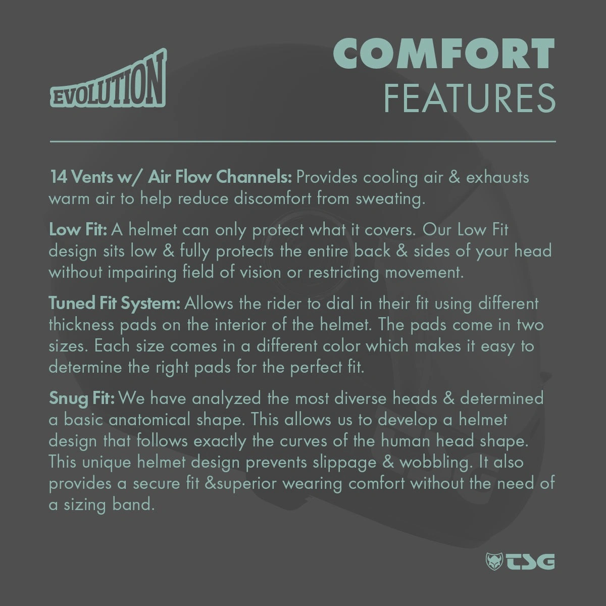 TSG evolution comfort features