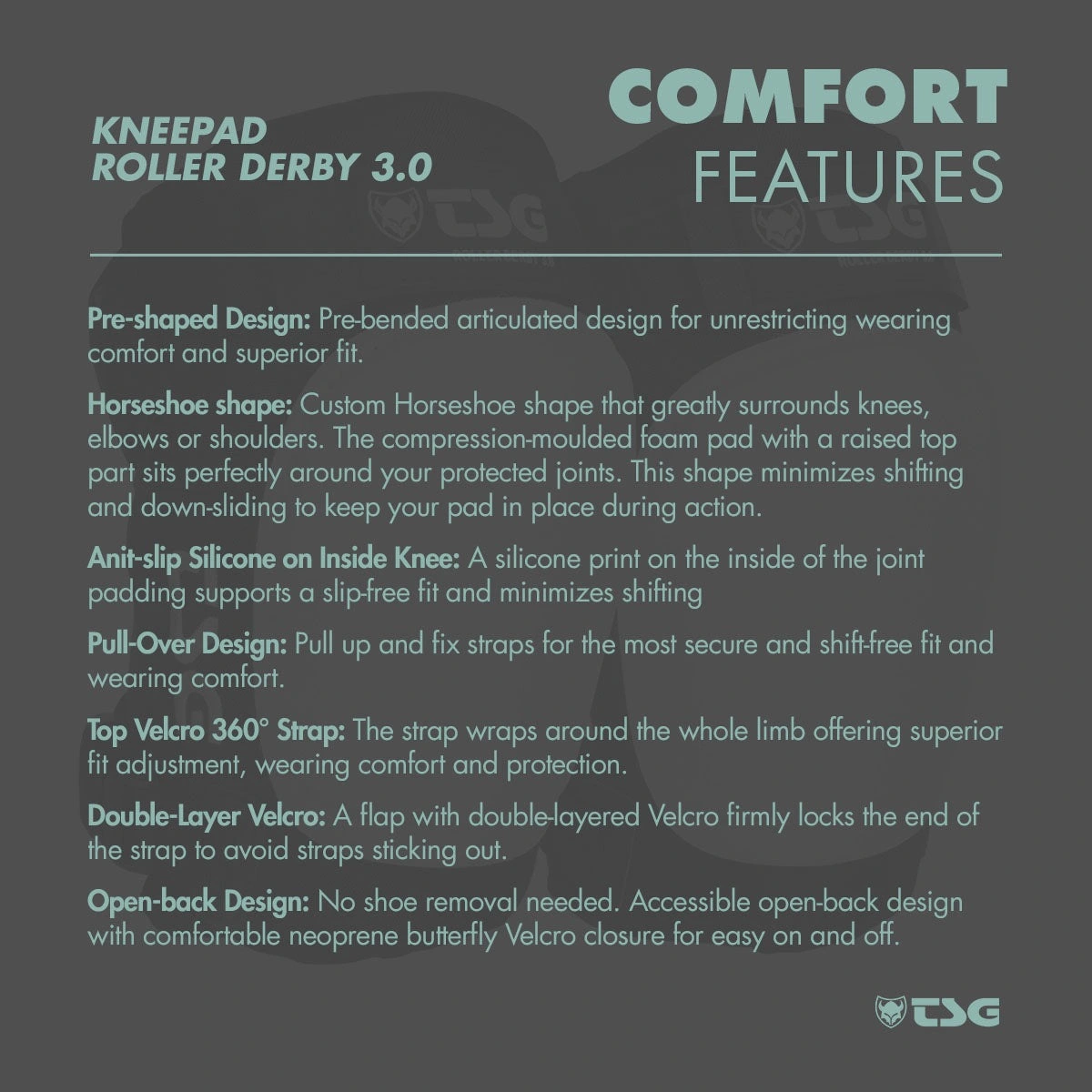 TSG Roller Derby 3.0 Knee Pads comfort