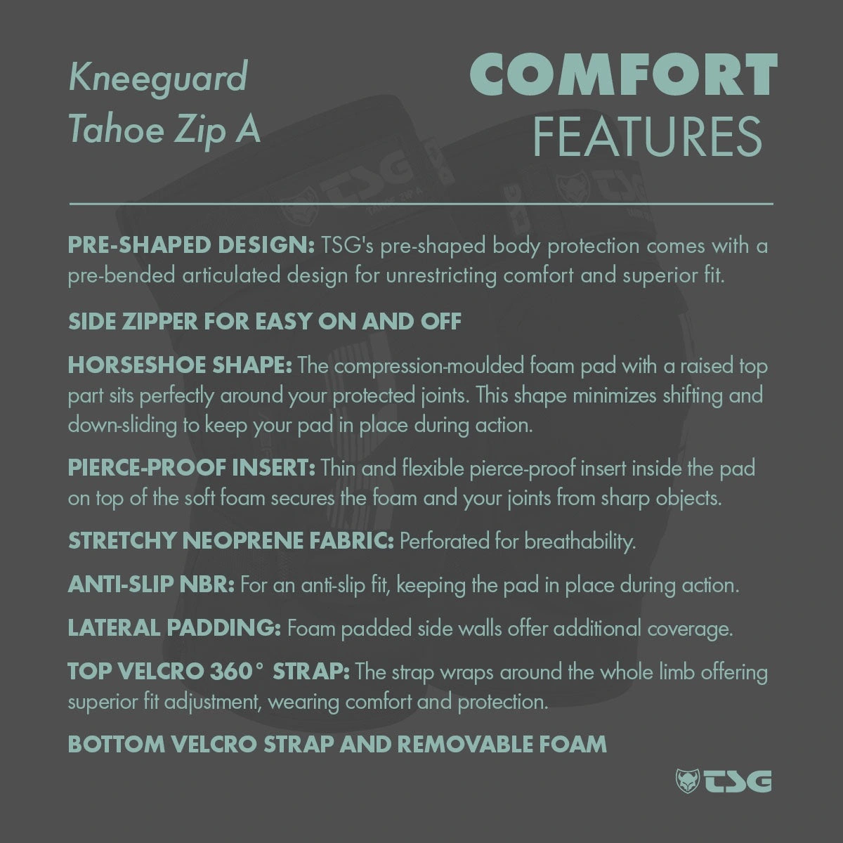 TSG Tahoe Zip A Knee Guards comfort